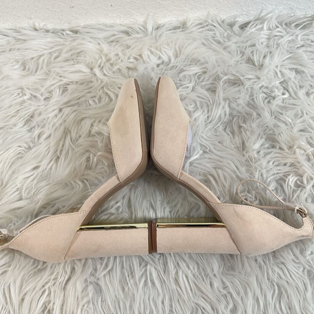LULUS Laura Light Nude Suede Ankle Strap Chunky Heels Size 10 NEW - Picture 11 of 16